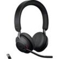 Jabra Evolve2 65 MS Telefon On Ear Headset Bluetooth® Stereo Schwarz Lautstärkeregelung, Batterieladeanzeige, Mikrofon-Stummschaltung