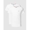 Slim Fit T-Shirt mit Label-Stitching im 2er-Pack