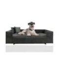 Rohrschneider ® Hundesofa, Hundebett Cord für mittelgroße und große Hunde, inkl. 2 Dekokissen dunkelgrau