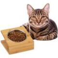 Napfstation, Katzen & kleine Hunde, für Wasser und Futter, geneigter Futternapf Edelstahl, hbt 10x18x18, natur - Relaxdays