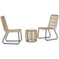 3-tlg. Bistro-Set Poly Rattan Eiche vidaXL