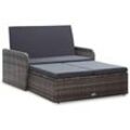 2-tlg. Garten-Lounge-Set mit Auflagen Poly Rattan Grau Vidaxl