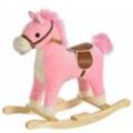 Kinder Schaukelpferd Baby Schaukeltier Pferd mit Tiergeräusche Spielzeug Haltegriffe für 36-72 Monate Plüsch Rosa 65 x 32,5 x 61 cm - Homcom