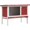 Kaninchenstall 1 Ebene Rot Holz vidaXL