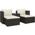 5-tlg. Garten-Lounge-Set mit Auflagen Poly Rattan Braun vidaXL