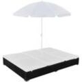 Vidaxl - Outdoor-Loungebett mit Sonnenschirm Poly Rattan Schwarz