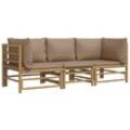 Vidaxl - 3-tlg. Garten-Lounge-Set mit Taupe Kissen Bambus