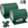 Juskys - pvc Sichtschutzstreifen Doppelstabmatten Zaun 2er Set - 2 Rollen á 35m x 19cm - Befestigungsclips - Zaunfolie Sichtschutz Windschutz – grün