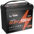 Litime - 12V 100Ah mini Akku LiFePO4 Lithium Batterie Upgraded 100A BMS,10-Jahres Lebensdauer mit bis zu 15000 Zyklen Max.1280Wh Energie LiFePO4 Akku