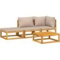 Vidaxl - 4-tlg. Garten-Lounge-Set mit Taupe Kissen Massivholz