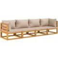 Vidaxl - 4-tlg. Garten-Lounge-Set mit Taupe Kissen Massivholz