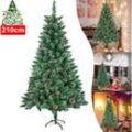 Weihnachtsbaum künstlich, 2.1m Künstlicher Christbaum Weiß mit Schnee und Zapfen,inkl. Christbaum Ständer (210cm, Schnee-Effekt+Kiefernzapfen) - Aufun