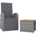 Vidaxl - 2-tlg. Garten-Lounge-Set Grau Poly Rattan & Massivholz Akazie