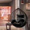 Polyrattan Hängesessel cielo Farbe: Schwarz, Ausstattung: Korb und Kissen Poly Rattan Hängesessel Hängekorb - Home Deluxe