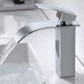 Memkey - Moderner Wasserfall-Badezimmer-Wasserhahn, Wasserfall-Waschtischarmatur im eleganten Design, Badezimmer-Mischbatterie aus Messing, heißes