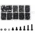 300 Stück M3-Innensechskantschrauben aus legiertem Kohlenstoffstahl mit M3-Muttern, Sechskantschrauben, Unterlegscheiben, Schwarz, verschiedene