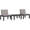 3-tlg. Garten-Lounge-Set mit Kissen Anthrazit pp Vidaxl