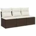 Vidaxl - Gartensofa mit Kissen 3-Sitzer Braun Poly Rattan