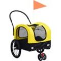 2-in-1 Fahrradanhänger für Hunde und Buggy Gelb und Schwarz