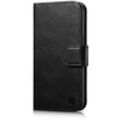 2in1 Hülle Leder Flip Cover iPhone 14 Pro Anti-RFID Öl Wachs Wallet Case Schwarz