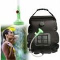 Cyslmuk - Schwarze Camping-Solar-Duschtasche, tragbare Solar-Duschtasche, 20 l faltbarer Outdoor-Wassersack mit umschaltbarem Duschkopf,