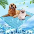 60 x 50 cm Kühlmatte für Hunde und Katzen, Sommer selbstkühlend, waschbar, wasserdichte Kühlunterlage, rutschfest, bequem, Blau, m