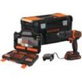 Black+decker Akku-Schlagbohrschrauber BDCHD18S1KA, 18Volt ,schwarz/orange, Li-Ionen Akku 1,5Ah, inkl. 104-teiliges Zubehör-Set