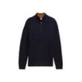 TOM TAILOR Herren Troyer Pullover mit Strukturmix, blau, Meliert, Gr. S