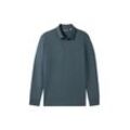 TOM TAILOR Herren Langarm Poloshirt mit Logo Print, blau, Uni, Gr. S