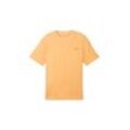 TOM TAILOR Herren T-Shirt mit Leinenanteil, orange, Uni, Gr. XL