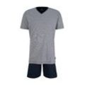 TOM TAILOR Herren Pyjama Shorty, blau, Gestreift, Gr. 48/S