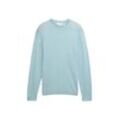 TOM TAILOR Herren Strickpullover aus Merinowolle, blau, Uni, Gr. L