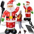 KESSER® Aufblasbarer Weihnachtsmann XXL LED beleuchtet inkl. Befestigungsmaterial Weihnachtsdekoration Weihnachtsdeko Figur , geräuscharmes Gebläse, Nikolaus Santa witterungsbeständig IP44