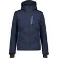 Skijacke ICEPEAK "H SKIJACKE FOLEY", Herren, Gr. 58, blau (dunkel blau), Softshell, Obermaterial: 88% Polyester, 12% Elasthan, unifarben, sportlich, hoch geschlossener Ausschnitt, Langarm eingesetzt eingefasste Kante mit Klettverschluss, Jacken