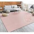 Teppich PACO HOME "Porto 890", rosa (rosé), B:240cm H:13mm L:340cm, Obermaterial: 100% Polypropylen, Teppiche, Kurzflor, Uni-Farben, ideal im Wohnzimmer & Schlafzimmer