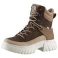 Schnürboots RIEKER EVOLUTION Gr. 40, braun (braun, beige), Damen, Veloursleder, Lederimitat, Textil, Schuhe, Outdoorboots, Winterboots mit wasserabweisender R-TEX-Membran