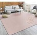 Teppich PACO HOME "Porto 890", rosa (rosé), B:200cm H:13mm L:280cm, Obermaterial: 100% Polypropylen, Teppiche, Kurzflor, Uni-Farben, ideal im Wohnzimmer & Schlafzimmer