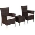 3-tlg. Bistro-Set Poly Rattan Braun vidaXL