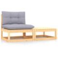 2-tlg. Garten-Lounge-Set mit Kissen Kiefer Massivholz Vidaxl