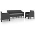 Vidaxl - 3-tlg. Garten-Lounge-Set mit Kissen pp Rattan Anthrazit