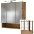 Badezimmer 3D LED-Spiegelschrank 60cm LOUNY-03, Wotaneiche Nb. b/h/t: ca. 60/64/20 cm - braun