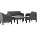 4-tlg. Garten-Lounge-Set mit Kissen pp Rattan Anthrazit Vidaxl