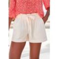 Shorts LASCANA Gr. 42, N-Gr, beige, Damen, Obermaterial: 58% Viskose, 28% Baumwolle, 14% Leinen, unifarben, Hosen, im Paperbag-Stil, Leinenmix, Schlupfhose, Sommerhose