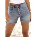 Jeansshorts BUFFALO Gr. 34, N-Gr, blau (blau, washed), Damen, Denim/Jeans, Obermaterial: 98% Baumwolle, 2% Elasthan, Jeans, in High-Waist-Form, Stretchanteil, Sommerhose, figurbetont