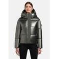 Steppjacke KHUJO "Devina Shiny-YM" Gr. L (40), grau (mittelgrau) Damen Jacken glänzende kurze Winterjacke für