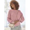 Strickpullover LASCANA Gr. 32/34, rosa (rosé meliert), Damen, Strick, Obermaterial: 65% Polyacryl, 32% Polyester, 3% Elasthan, meliert, Pullover, in Melange-Optik, lockerer Damenpullover, Basic, Topseller