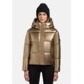 Steppjacke KHUJO "Devina Shiny-YM" Gr. L (40), goldfarben Damen Jacken glänzende kurze Winterjacke für