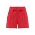 Shorts LASCANA Gr. 34, N-Gr, rot, Damen, Obermaterial: 58% Viskose, 28% Baumwolle, 14% Leinen, unifarben, Hosen, im Paperbag-Stil, Leinenmix, Schlupfhose, Sommerhose