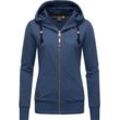 Kapuzensweatjacke RAGWEAR "Paya Intl." Gr. M (38), blau (navy), Damen, 50% Baumwolle, 50% Polyester, Sweatjacken, sportlicher Damen Kapuzensweater mit Kordeln