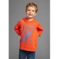 Kapuzensweatshirt KIDSWORLD "DINO", Jungen, Gr. 116/122, orange, angeraute Sweatware, Obermaterial: 100% Baumwolle. Kapuzenfutter: 100% Baumwolle, bedruckt, Basic, Basic, Langarm angesetztes Bündchen, Sweatshirts, Langarm, Basic-Passform, mit stylischem Druck, aus Baumwolle